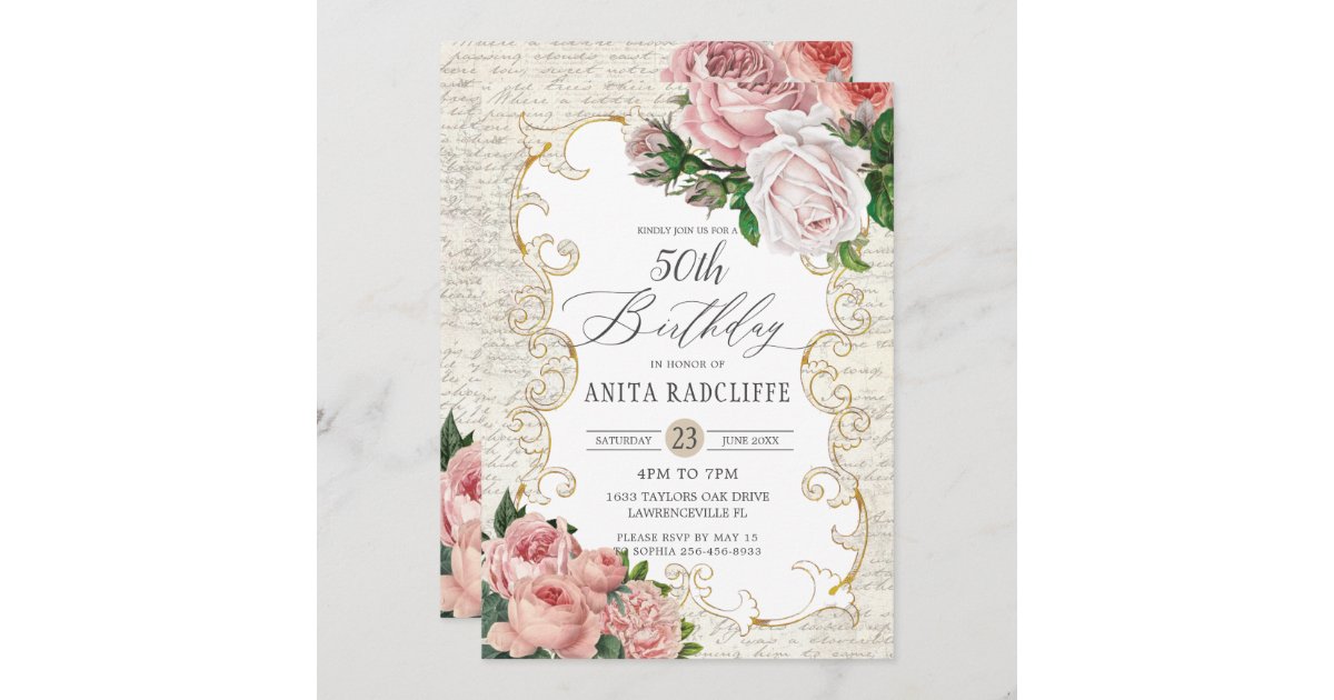 Shabby Chic Vintage French Roses Birthday Any Age Invitation R135f2966ee714676a75e3be60207c522 Tcv4j 630 ?view Padding=[285%2C0%2C285%2C0]