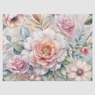 Shabby Chic Vintage Inspired Pastel Floral Tissue Paper