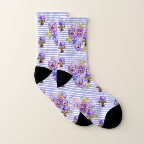Shabby Chic Vintage Lavender Floral Pattern Socks