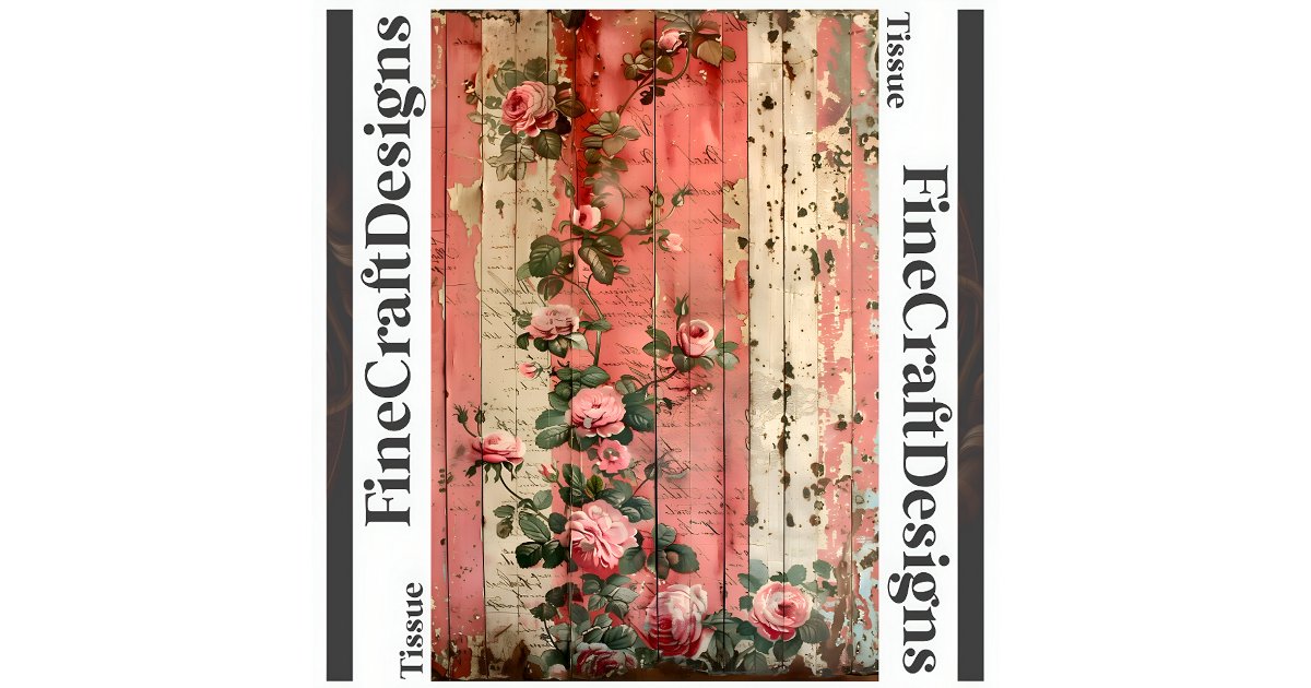 Shabby Chic Vintage Pink Roses Decoupage Left 164 Tissue Paper | Zazzle