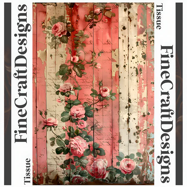 Shabby Chic Vintage Pink Roses Decoupage Left 164 Tissue Paper | Zazzle