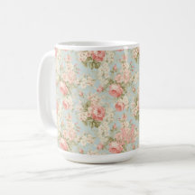 Shabby Chic Vintage Pink Roses Floral Monogram 