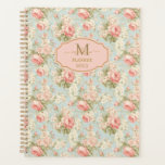 Shabby Chic Vintage Pink Roses Floral Monogram Planner<br><div class="desc">Organize your life in style with our planner, featuring a vintage shabby chic floral pattern. This elegant planner showcases Victorian blush pink and white roses on a light blue background, offering a timeless and sophisticated design. With its high-quality, durable cover and smooth, premium paper, this planner is perfect for jotting...</div>