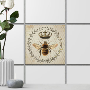 Shabby Chic 🐝 Vintage Queen Bee Illustration Ceramic Tile