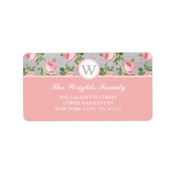 Shabby & Chic Vintage Rose Floral Personalized Label by Jujulili at Zazzle