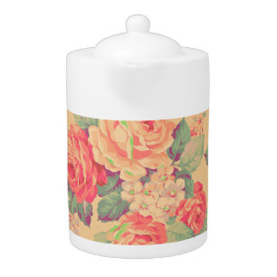 Shabby Chic Vintage Rose Floral Teapot