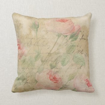 Shabby Chic Vintage Roses Beige Throw Pillow by ohwhynotpillows at Zazzle
