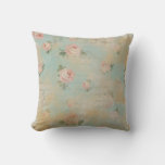 Shabby Chic Vintage Roses Blue Throw Pillow at Zazzle