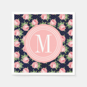 Shabby & Chic Vintage Roses Floral Personalized Napkins