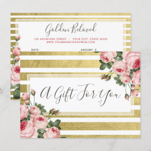 Shabby Chic Vintage Roses Gift Certificate Card