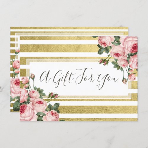 Shabby Chic Vintage Roses Gift Certificate Card