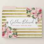 Shabby Chic Vintage Roses & Modern Gold Stripes