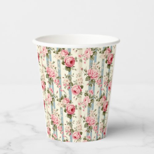 Shabby Chic Vintage Roses Paper Cups