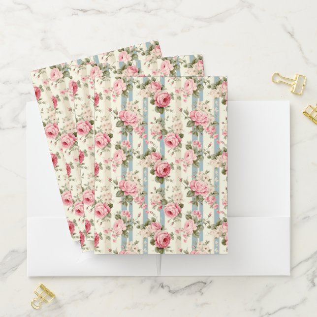 Shabby Chic Vintage Roses Pocket Folder (In Situ)