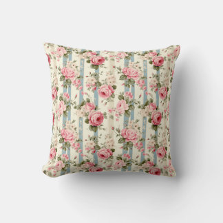 Shabby Chic Vintage Roses Throw Pillow