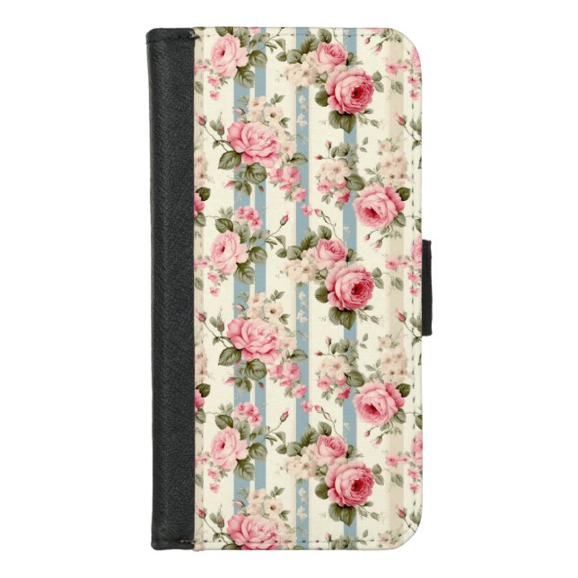 Shabby Chic Vintage Roses Wallet Case (Front)