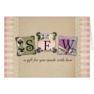 Shabby chic vintage sewing crafts gift cards