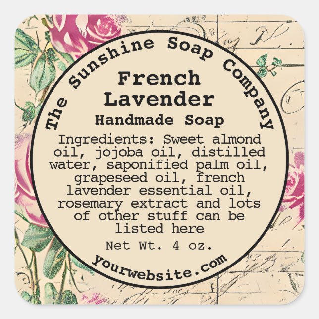 Shabby Chic Vintage Soap Cosmetics Label - 3 (Front)