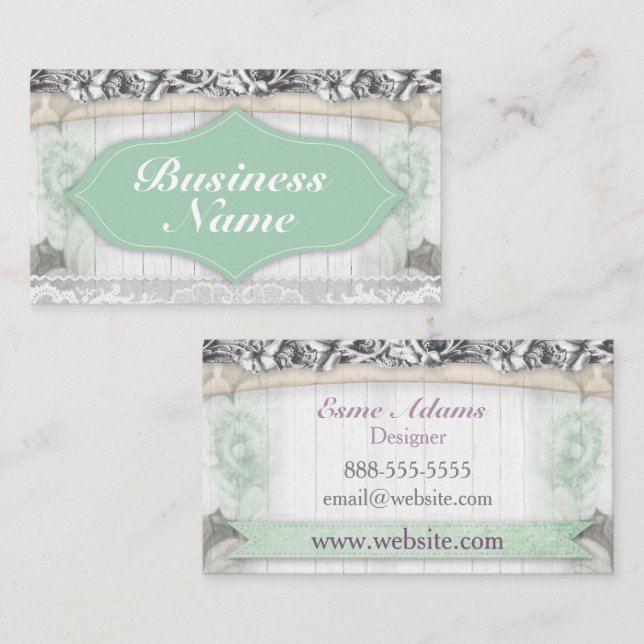 Shabby Chic Vintage Wood Business Card (Front/Back)