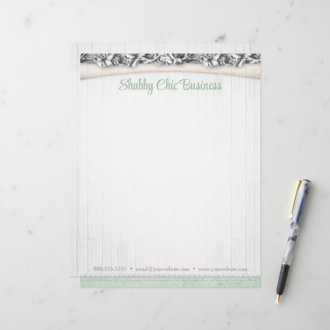 Shabby Chic Vintage Wood Letterhead (Front/Back In Situ)