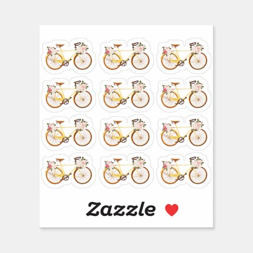 Shabby Chic Vintage Yellow Bicycle Planner Sheet Sticker
