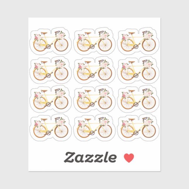 Shabby Chic Vintage Yellow Bicycle Planner Sheet Sticker (Sheet)