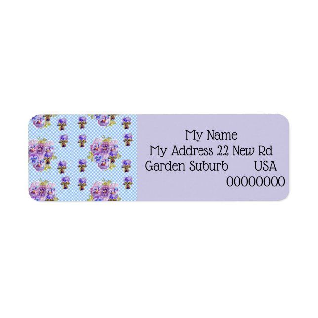 Shabby Chic Viola Flower Return Address Labels (Front)
