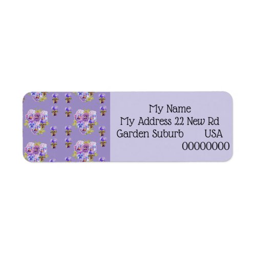 Shabby Chic Viola Flower Return Address Labels