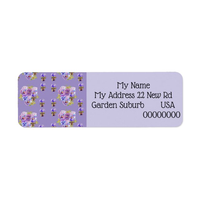 Shabby Chic Viola Flower Return Address Labels (Front)