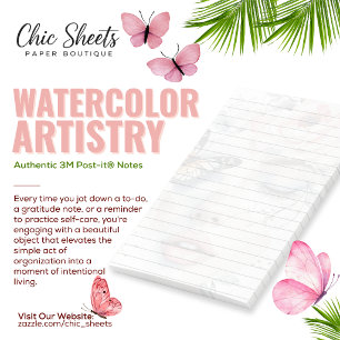 Shabby Chic Watercolor Artistry Design 3M Post-it Notes