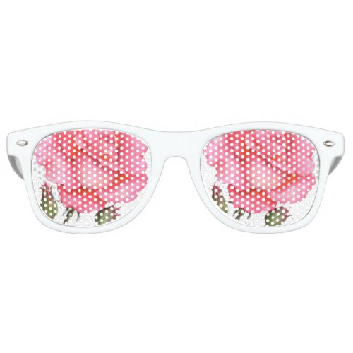 Shabby Chic Watercolor Pink Rose Floral Design Retro Sunglasses