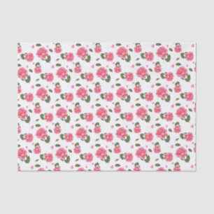 Shabby Chic Watercolor Pink Rose Floral Design Tissue Paper