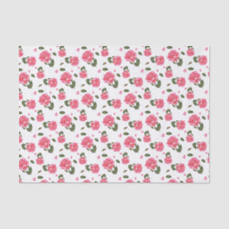 Shabby Chic Watercolor Pink Rose Floral Design Tissue Paper