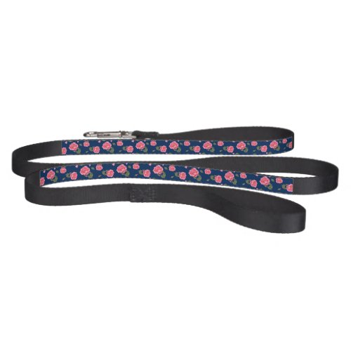 Shabby Chic Watercolor Pink Rose Floral Pattern Pet Leash