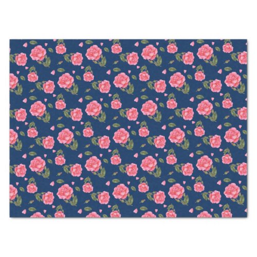 Shabby Chic Watercolor Pink Rose Floral Pattern Tissue Paper