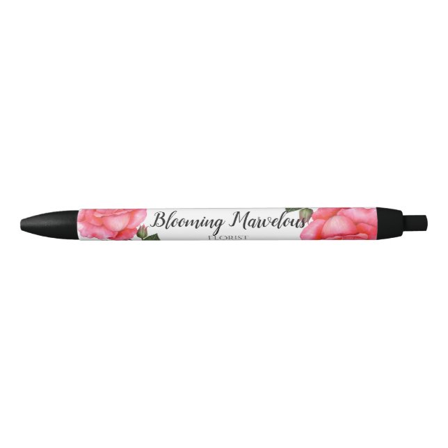 Shabby Chic Watercolor Pink Roses Floral Design Pen (Front)