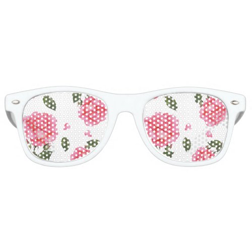 Shabby Chic Watercolor Pink Roses Floral Design Retro Sunglasses