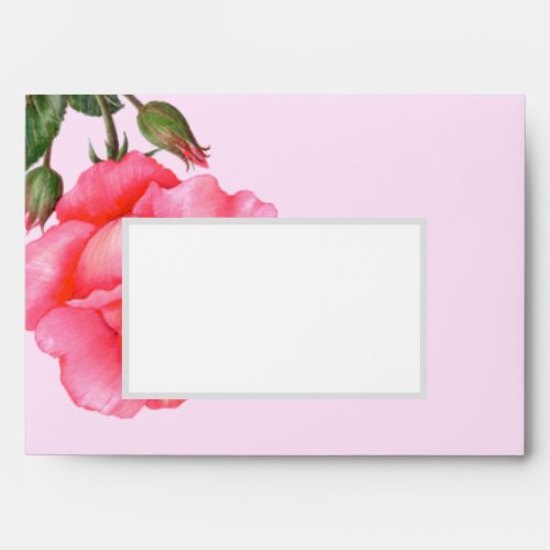 Shabby Chic Watercolor Pink Roses Pattern Envelope