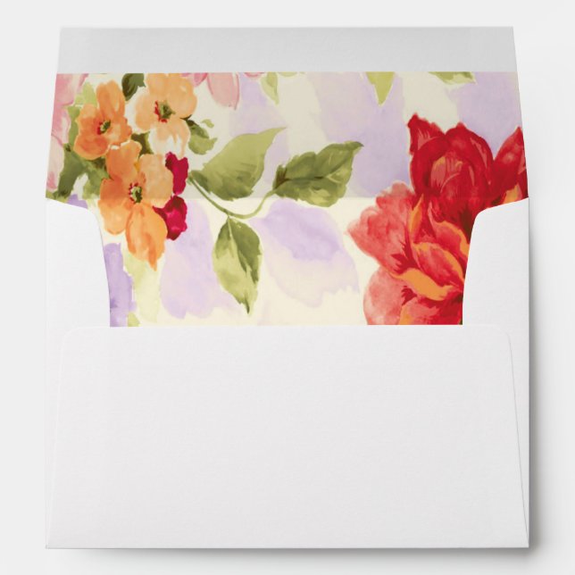 Shabby Chic Wedding Floral Pattern Lined Envelope (Back (Bottom))