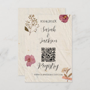 Shabby Chic Wedding Pressed Flowers  Enclosure Card