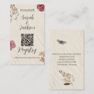 Shabby Chic Wedding Pressed Flowers Enclosure Card
