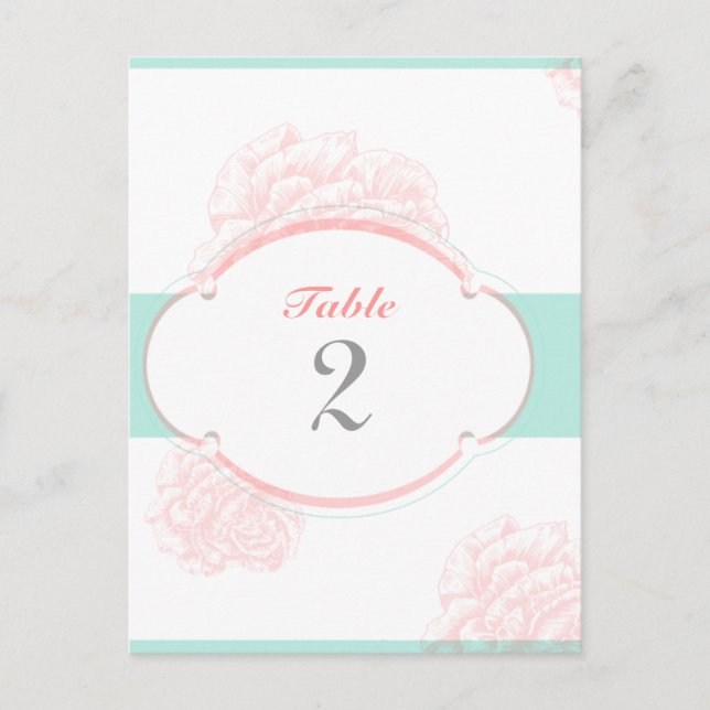 Shabby Chic Wedding Table Number Postcard (Front)