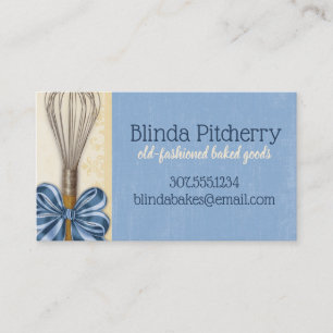 shabby chic whisk bow baking bakery pastry chef business card