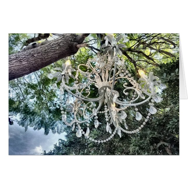 Shabby Chic White Crystal Chandelier (Front Horizontal)
