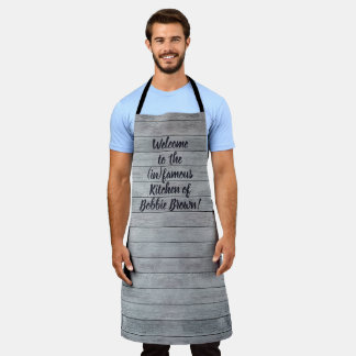 Shabby-chic white Wood Planks with your Text Apron