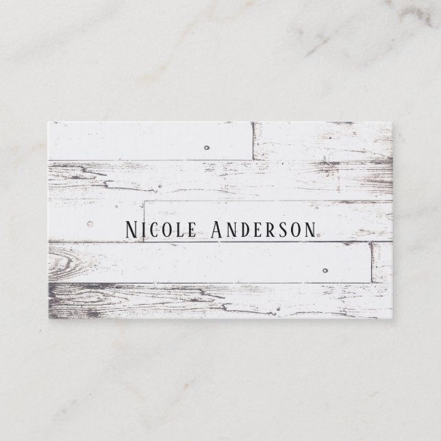 Shabby Chic White Wood Rustic Farmhouse Barn Business Card (Front)