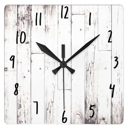 Shabby Chic White Wood Rustic Farmhouse Barn Square Wall Clock Shabby Chic White Wood Rustic Farmhouse Barn Square Wall Clock Zazzle