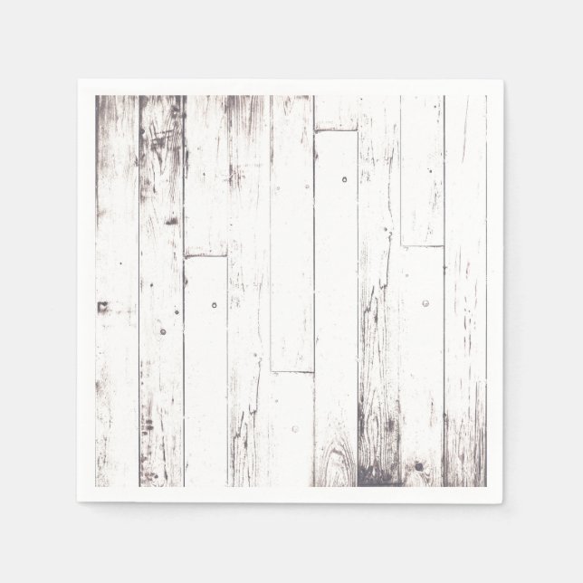 Shabby Chic White Wood Rustic Farmhouse Party Napkins (Front)