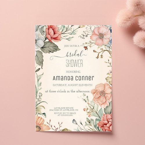 Shabby Chic Wildflower Bridal Shower Invitation