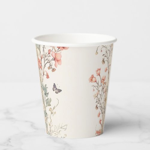 Shabby Chic Wildflower Wedding Paper Cups